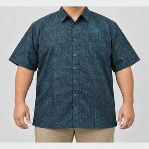 NEW Johari West Shirt Mens 3XL Blue Green Sapphire Diamond Batik Button Up